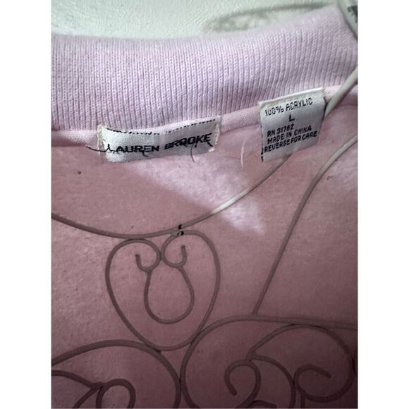 Vintage 90s Kawaii Lauren Brooke Collared Sweatshirt Pastels Duck hearts Geese S - Picture 8 of 11